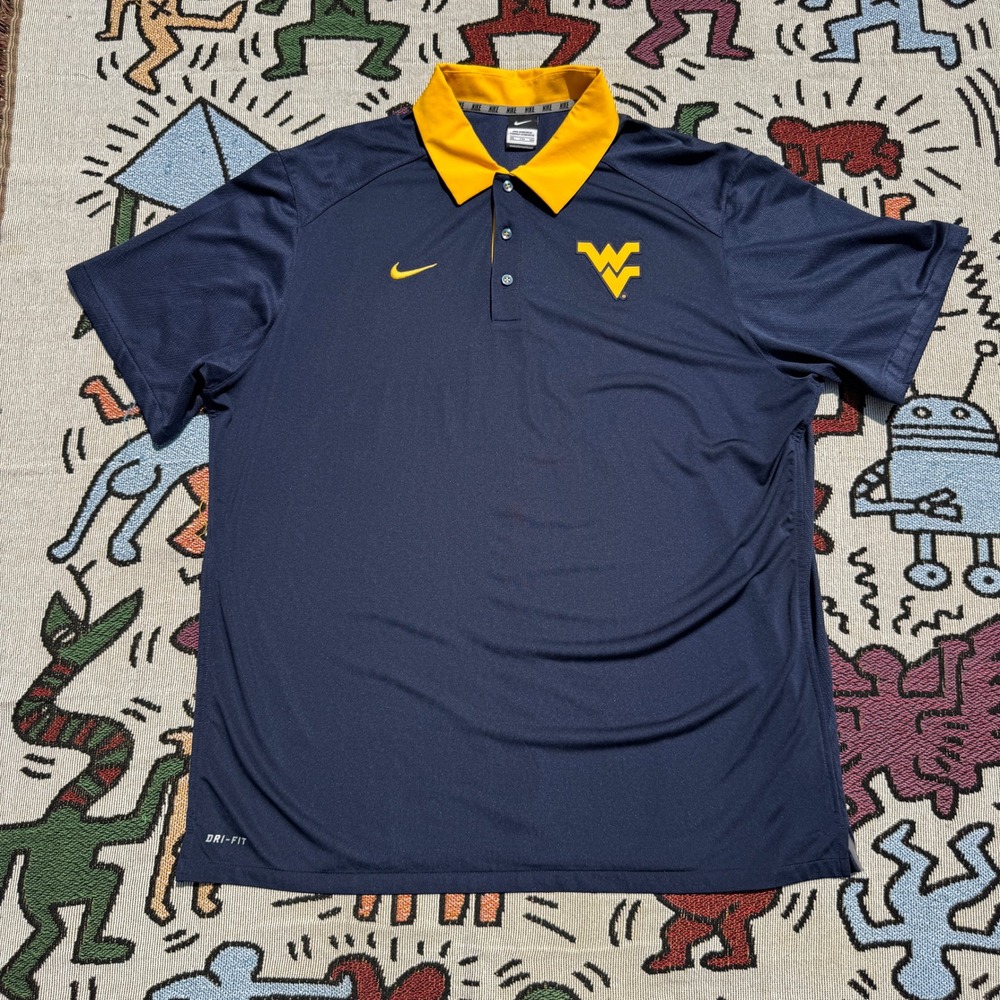 Nike West Virginia University Embroidered Short Sleeve Polo Shirt Size XXL